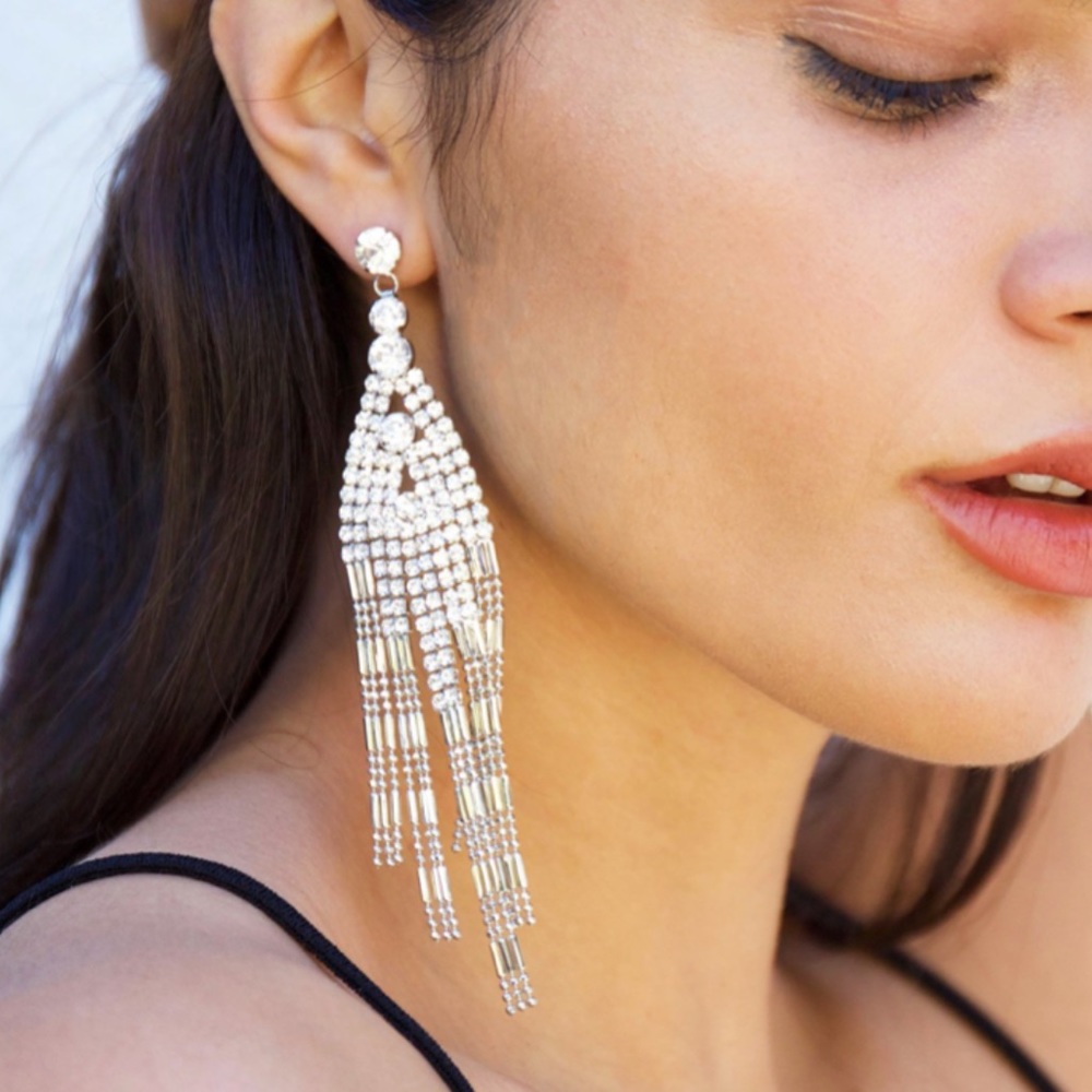 Jules Smith Fringe Silver Waterfall Earrings